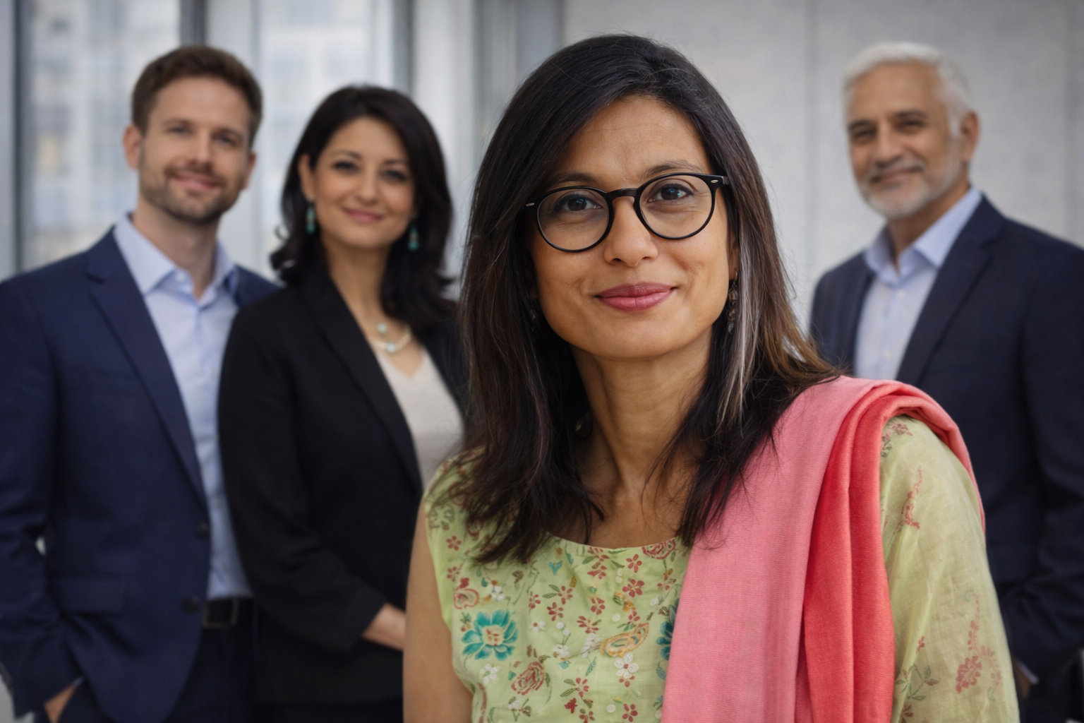 Professionals and executives reviewing financial planning decisions